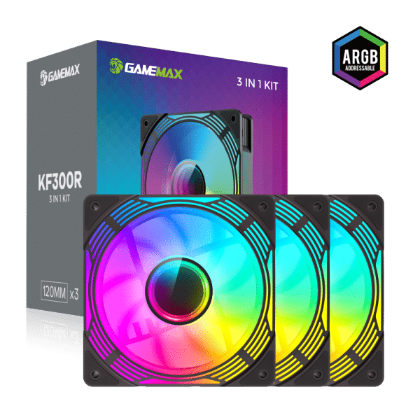 Ventilador Gamemax KF300R BK ARGB negro compatible con controlador inteligente