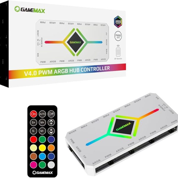 Controlador para ventiladores Gamemax V4.0 HUB WHITE con control remoto para 8 ventiladores