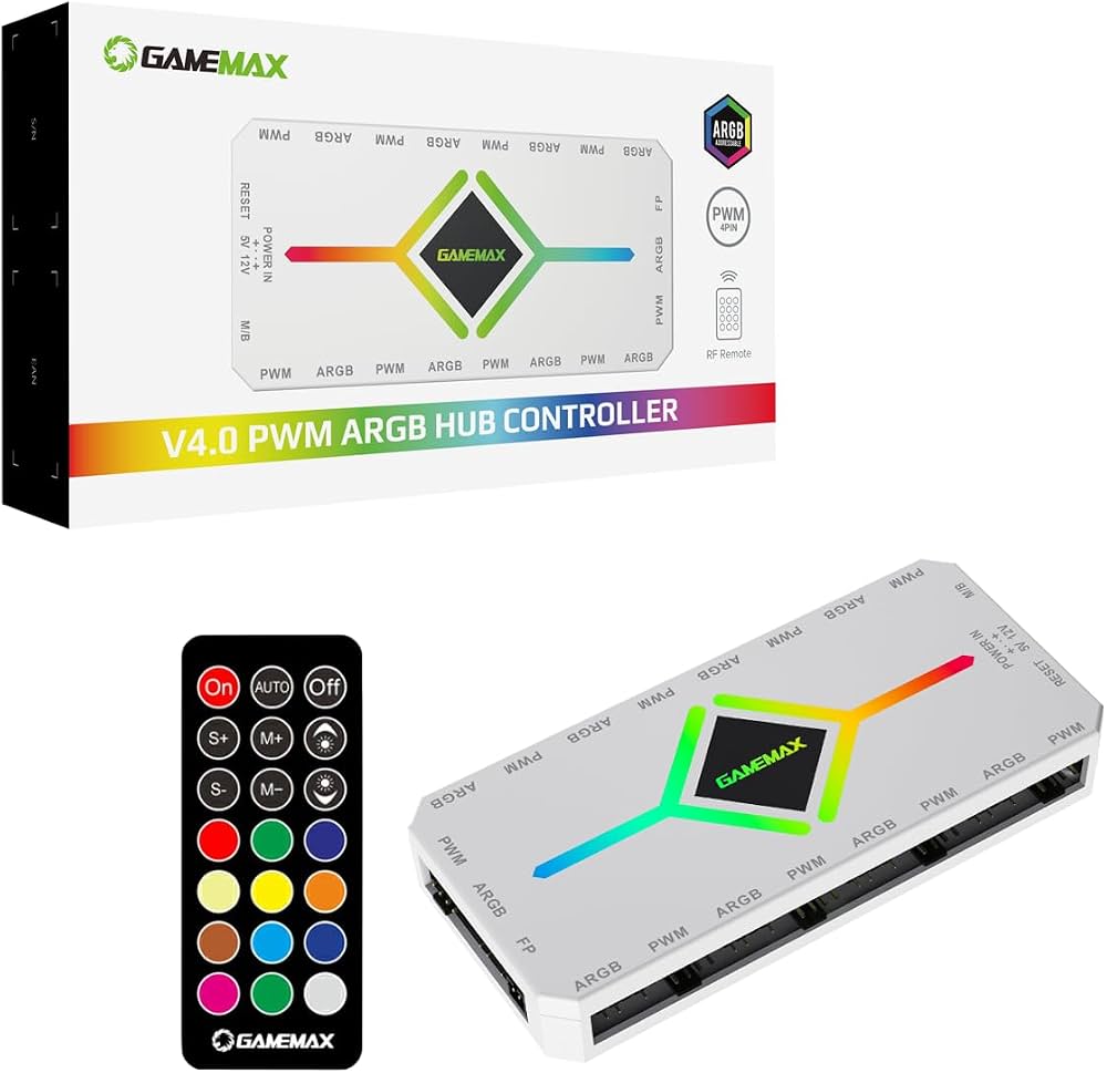 61nJMNcGBaL._AC_UF1000,1000_QL80_ Controlador para ventiladores Gamemax V4.0 HUB WHITE con control remoto para 8 ventiladores - Imagen 1
